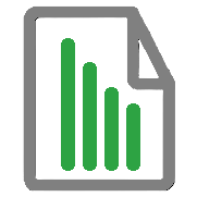 Ikona przedstawiająca ikonę dokumentu z wykresem słupkowym
