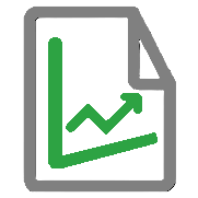 Ikona przedstawiająca ikonę dokumentu z rosnącym wykresem