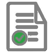 Ikona przedstawiająca ikonę dokumentu z zatwierdzeniem