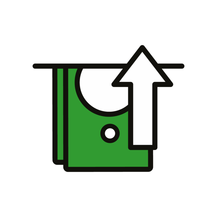 Ikonka gotówki ze strzałką